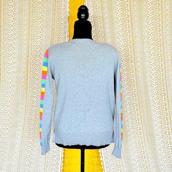 Zaket & Plover Cashmere Blend Rainbow Sleeve V-Neck Sweater Size M - Picture 4 of 13